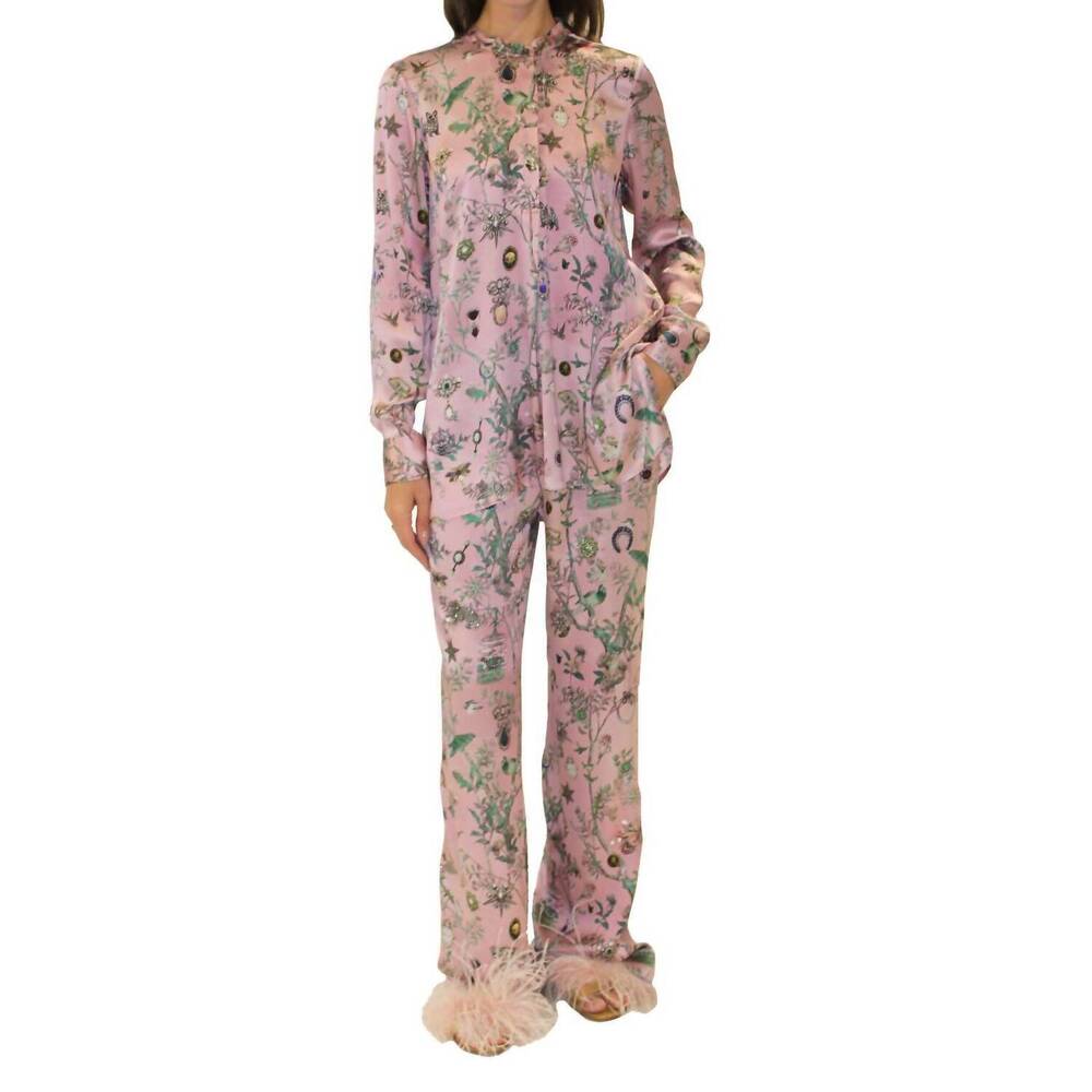 NEW LIBERTINE pauline de rothchild silk tunic blouse in pink, multi